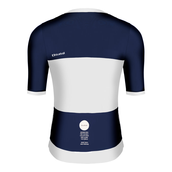 Camiseta ciclismo hombre manga corta color azul/blanco