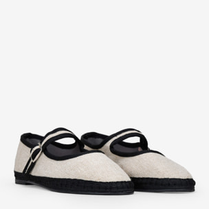 Bailarinas beige en canvas con tira al empeine