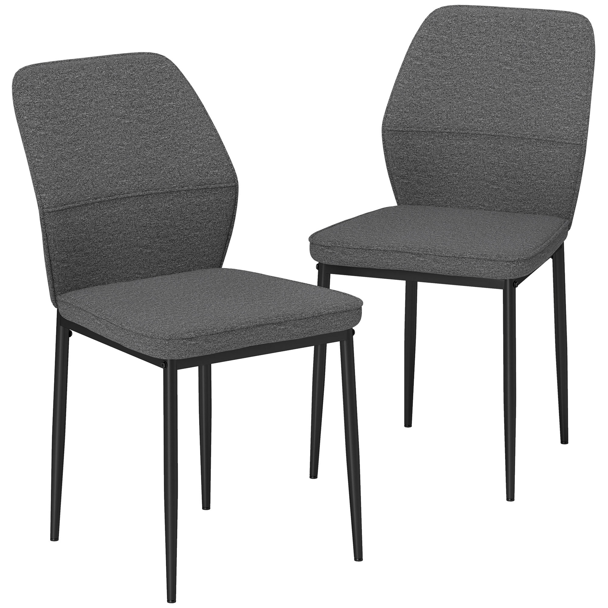 Juego de 2 Sillas de Comedor Modernas Sillas de Cocina con Asiento Acolchado y Tapizado Respaldo Curvo Patas de Acero para Salón Dormitorio Gris