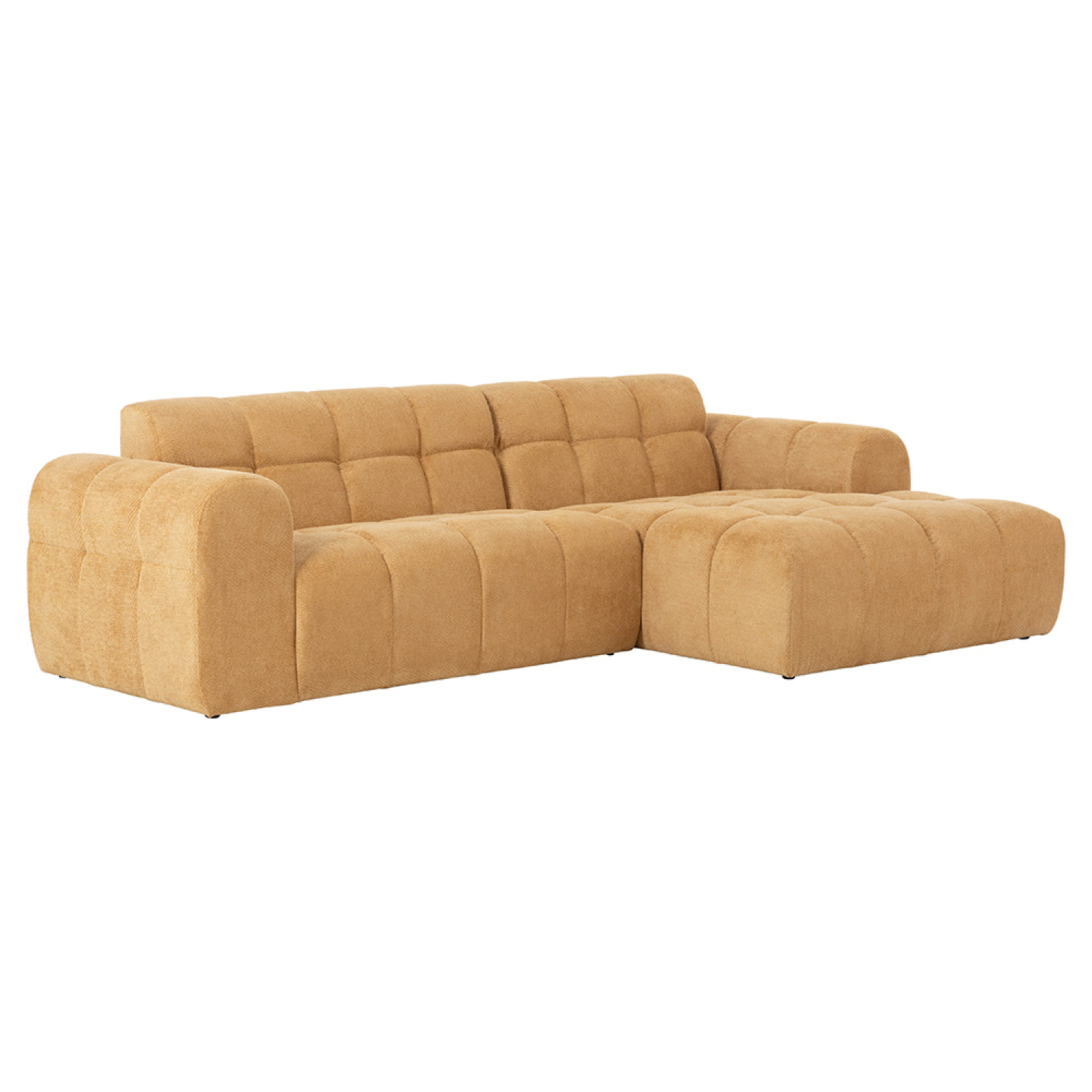 ALINE Canapé d'angle 3/4 places nuage en velours moutarde