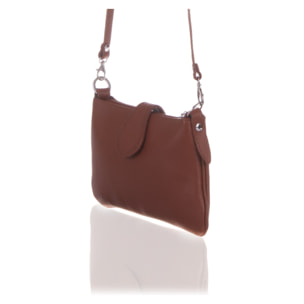 FIRENZE ARTEGIANI Borsa a Spalla da Donna Allerona. Vera Pelle Dollaro Made in Italy 24x2x14 Cm. Colore: marrone scuro