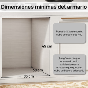 Cubo de Basura bajo Fregadero, Cubo de Basura Cocina, 2 Contenedores de Reciclaje Extraíble, 2 x 20 L, Deslizamiento Suave, Asa, Tapa con Patrón de Diamante, Gris