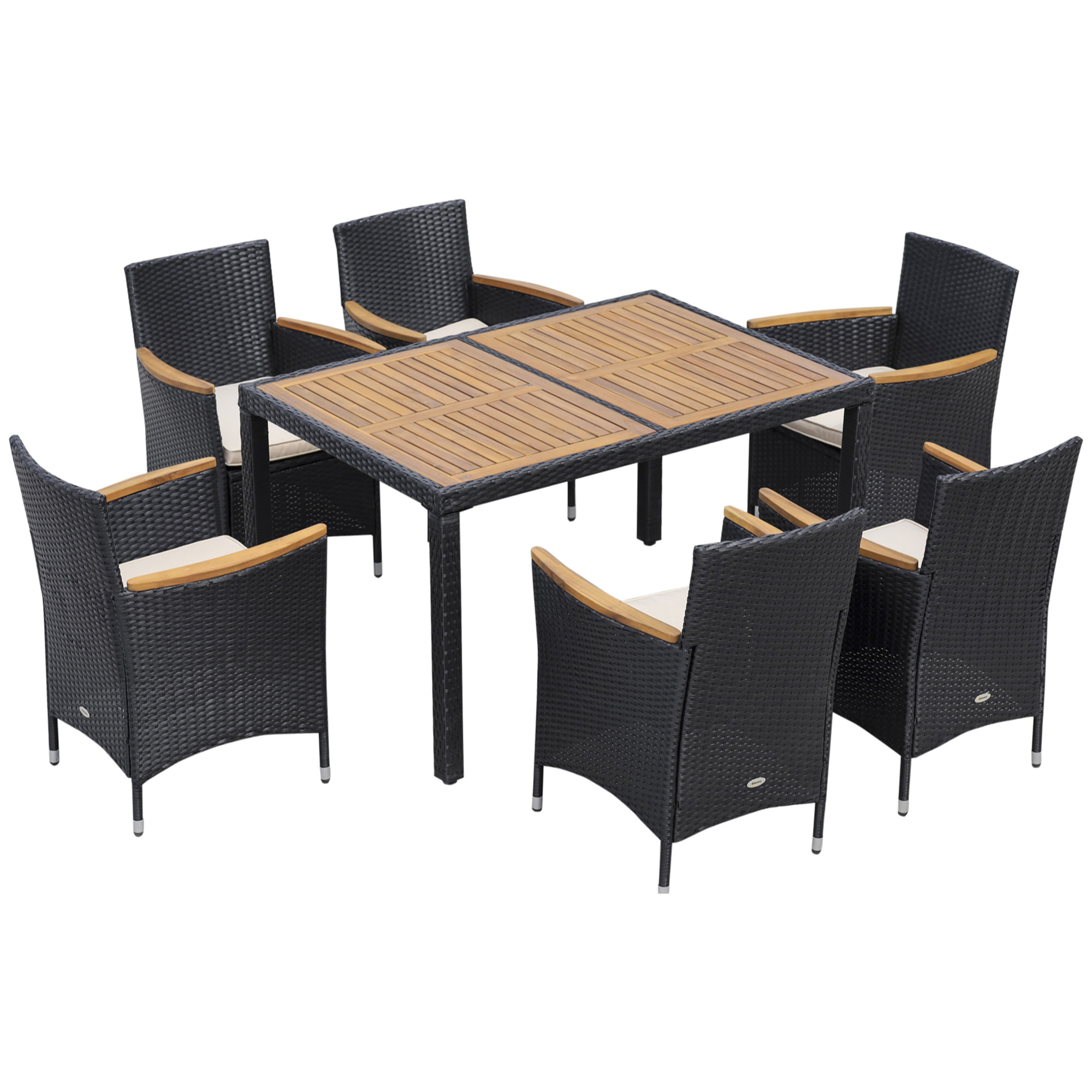 Salon de jardin 6 personnes – Table à manger – Fauteuils inclus