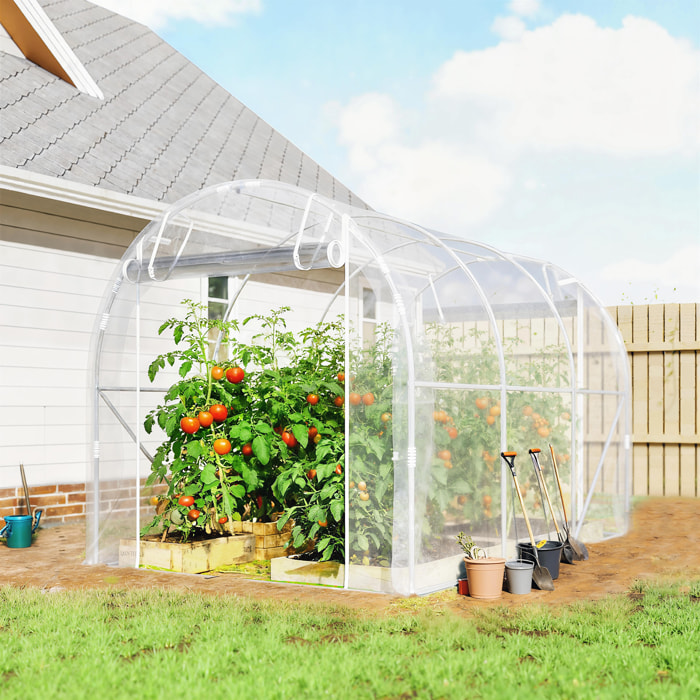 Invernadero de Exterior 3x2x2 m, Invernadero de Túnel con 2 Puertas Enrollables, Marco de Acero Galvanizado y Cubierta de PE 150g/m², Anti-UV, Impermeable, para Cultivos, Transparente