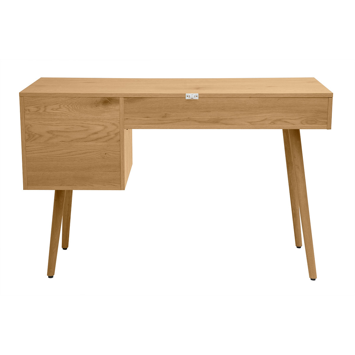 Bureau finition bois clair, cannage rotin et métal noir 3 tiroirs L120 cm MANILLE