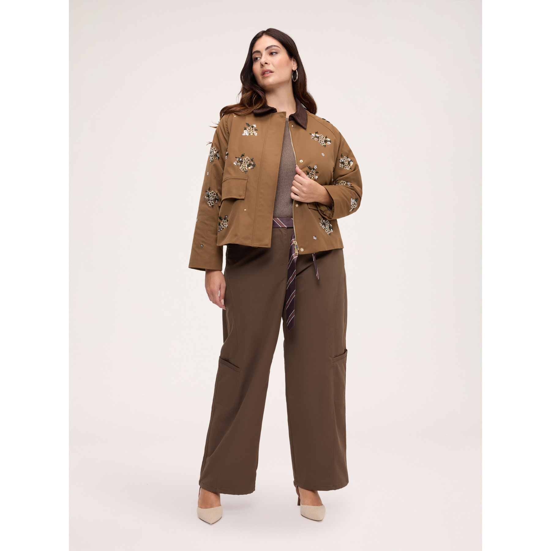 Fiorella Rubino - Pantaloni Cargo con cintura - Marrone