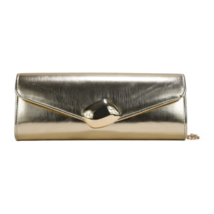Bolso de fiesta dorado con solapa y aplique