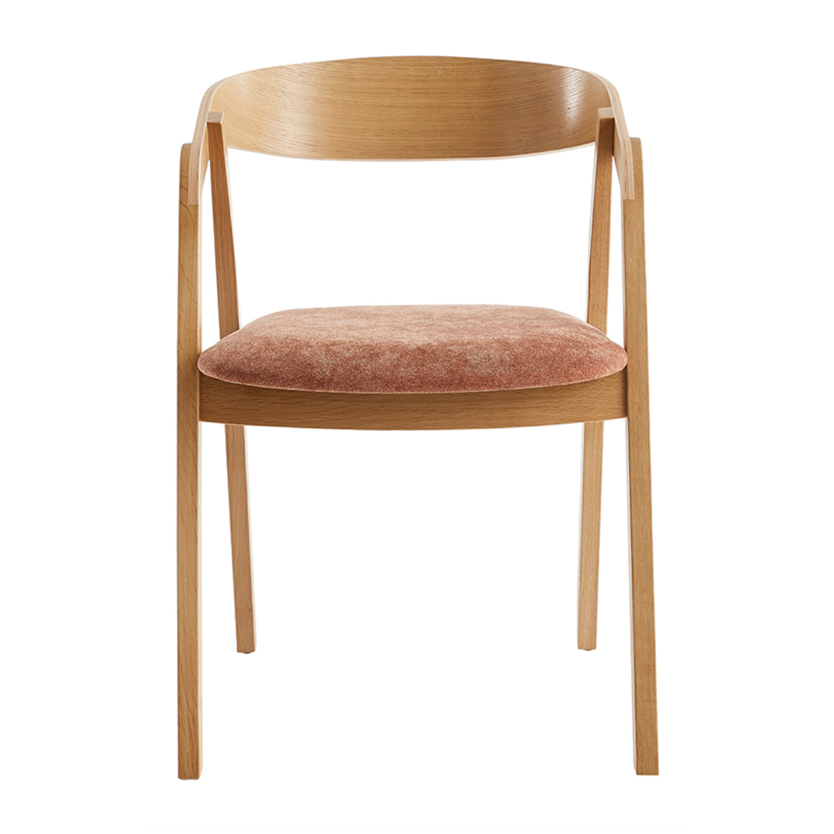 Chaises scandinaves empilables en bois clair chêne et tissu effet velours terre brûlée (lot de 2) LOVA