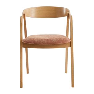 Chaises scandinaves empilables en bois clair chêne et tissu effet velours terre brûlée (lot de 2) LOVA
