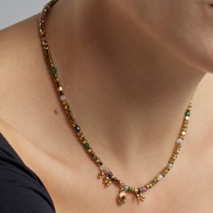 Collar con Cristal Multicolor acabado oro 18k