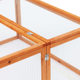 Clapier cage à lapins extérieur intérieur pliable 2 portes supérieures 181L x 100l x 48H cm bois massif pin