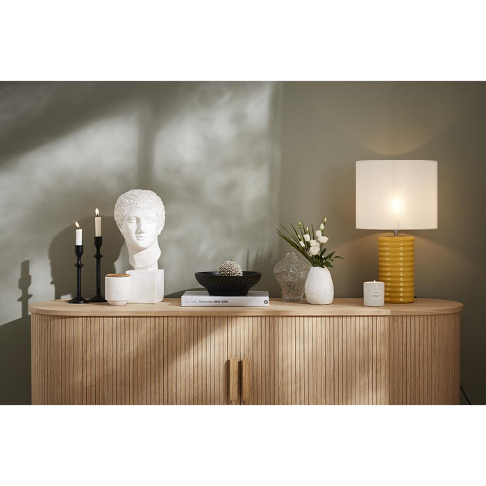 Lampe à poser en céramique émaillée jaune et abat-jour écru H53 cm BERRO