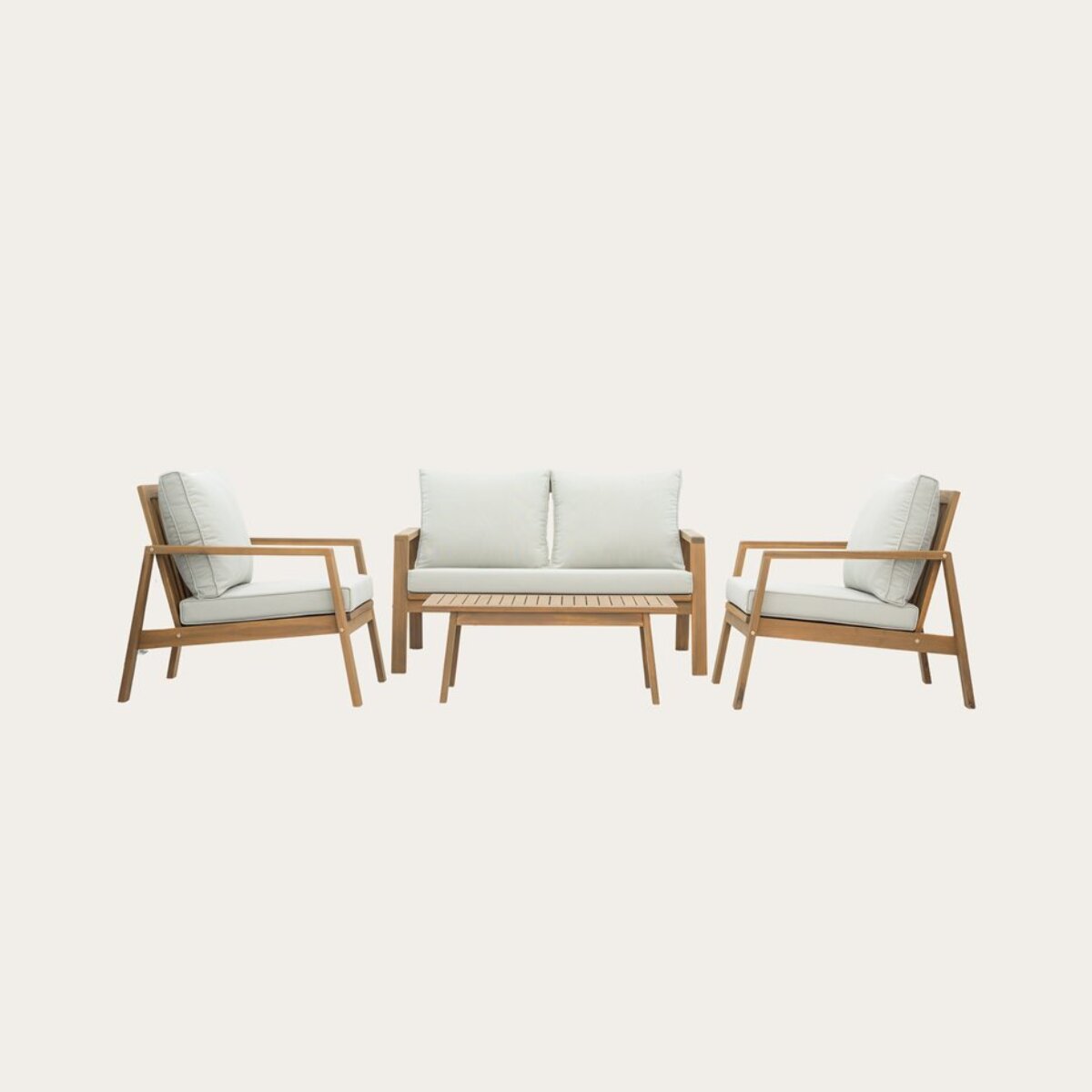 Ensemble de canapé, fauteuil et chaise de jardin Tiare -bois dacacia massif et revêtement-couleur naturel 126 x 76 x 85 cm