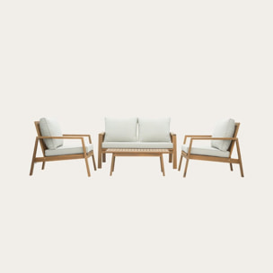 Ensemble de canapé, fauteuil et chaise de jardin Tiare -bois dacacia massif et revêtement-couleur naturel 126 x 76 x 85 cm