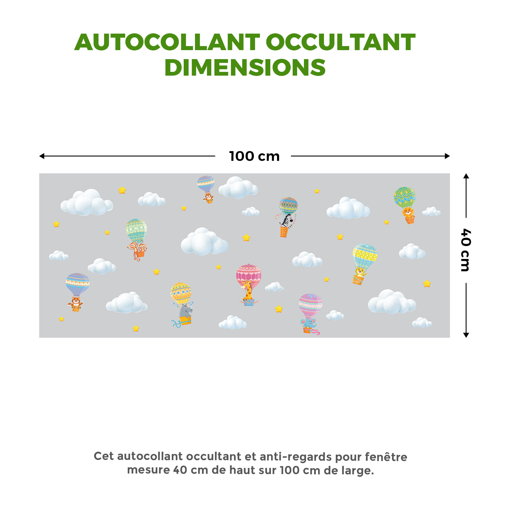 Adhésif Film Fenêtre Anti Regard Occultant - ANIMAUX EN MONTGOLFIÈRES