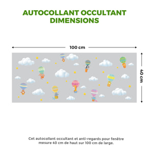 Adhésif Film Fenêtre Anti Regard Occultant - ANIMAUX EN MONTGOLFIÈRES