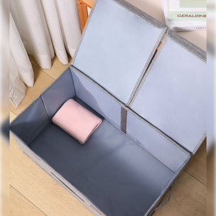 Caja de almacenamiento de ropa de tela plegable con tapa color gris 36l joybos