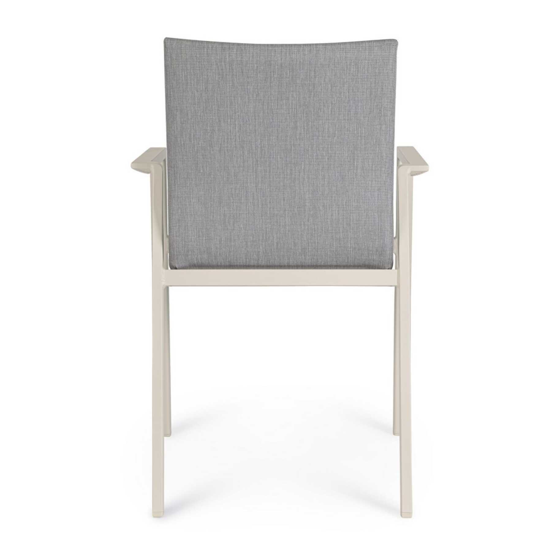 Set 4 sedie da giardino HARO in tessuto grigio chiaro e struttura in alluminio beige