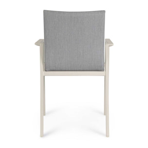 Set 4 sedie da giardino HARO in tessuto grigio chiaro e struttura in alluminio beige