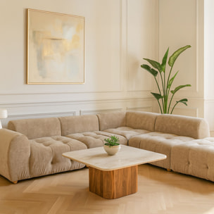 Canapé 5 places en velours beige TWIGGY