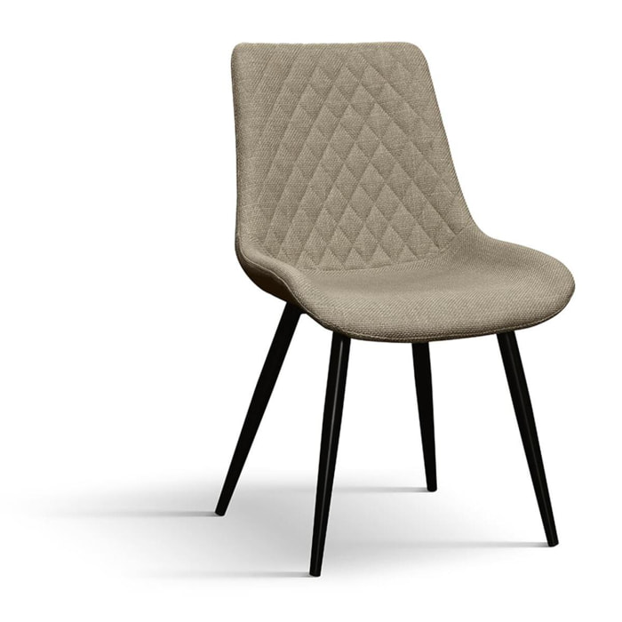 Set di 4 sedie VIENNA in tessuto beige e gambe in metallo nero