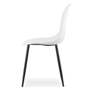 Sedia scandinava WAT bianca con gambe in metallo nero
