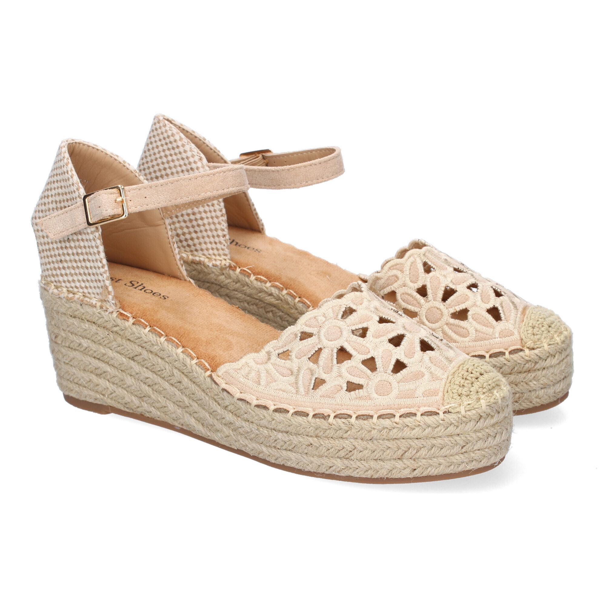 Sandalia de Cuña de Yute para Mujer, Comodas y Elegantes, Diseño Floral Bordado