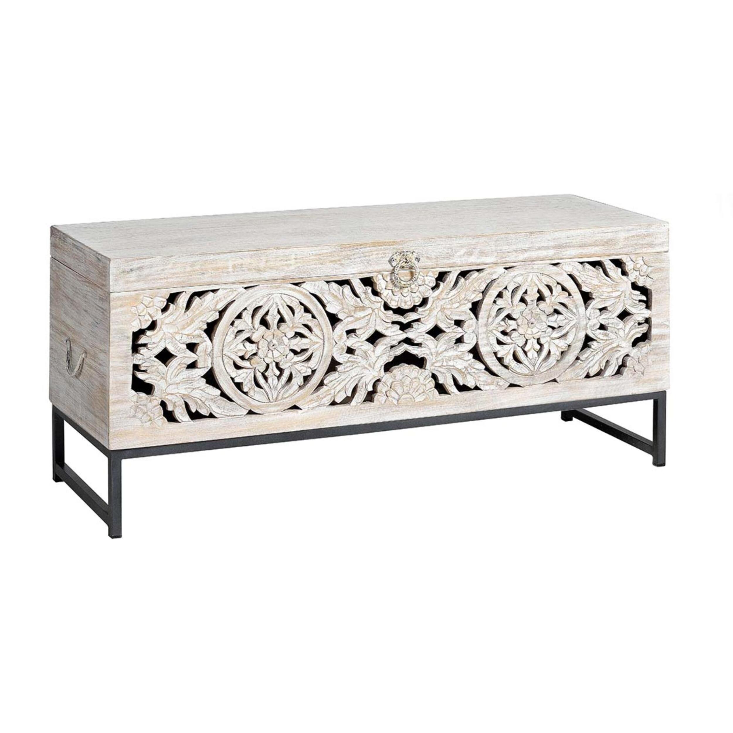 Baúl - madera de mango y metal - 50x116x40cm