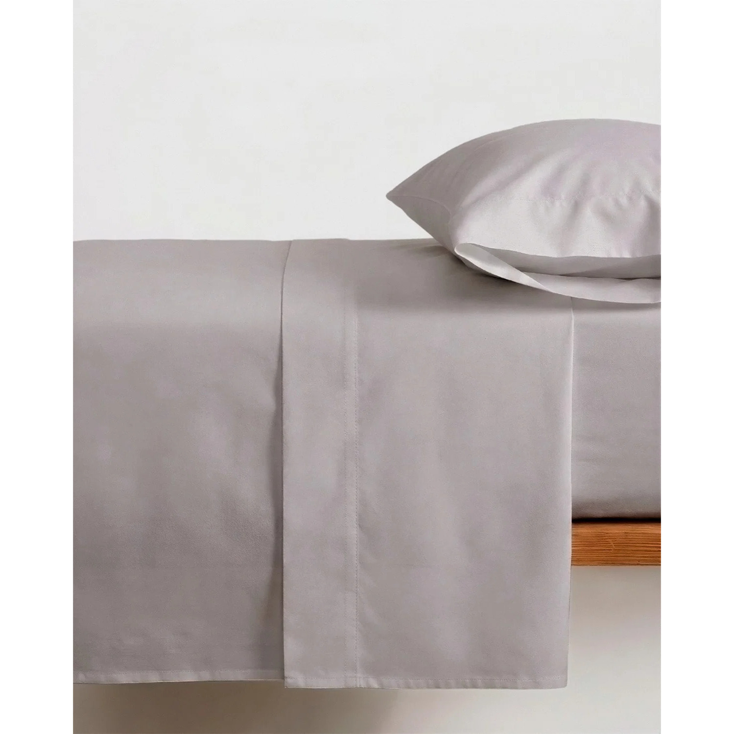 Juego de sábanas algodón lisas gris perla