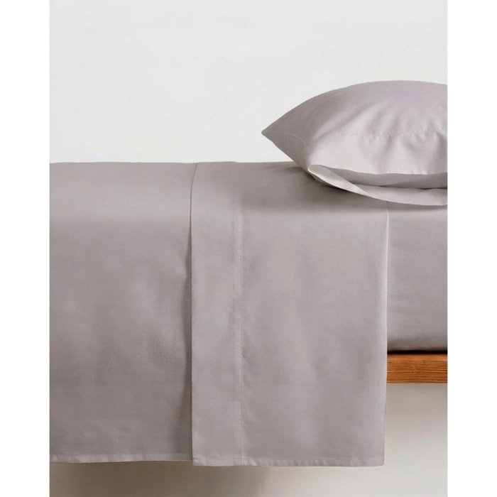 Juego de sábanas algodón lisas gris perla