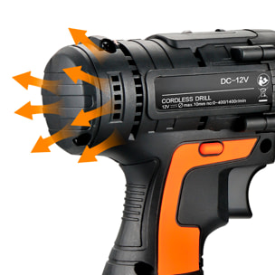 Taladro eléctrico inalámbrico de doble velocidad con 15 NM y dos baterías de 12V 1300mAh.