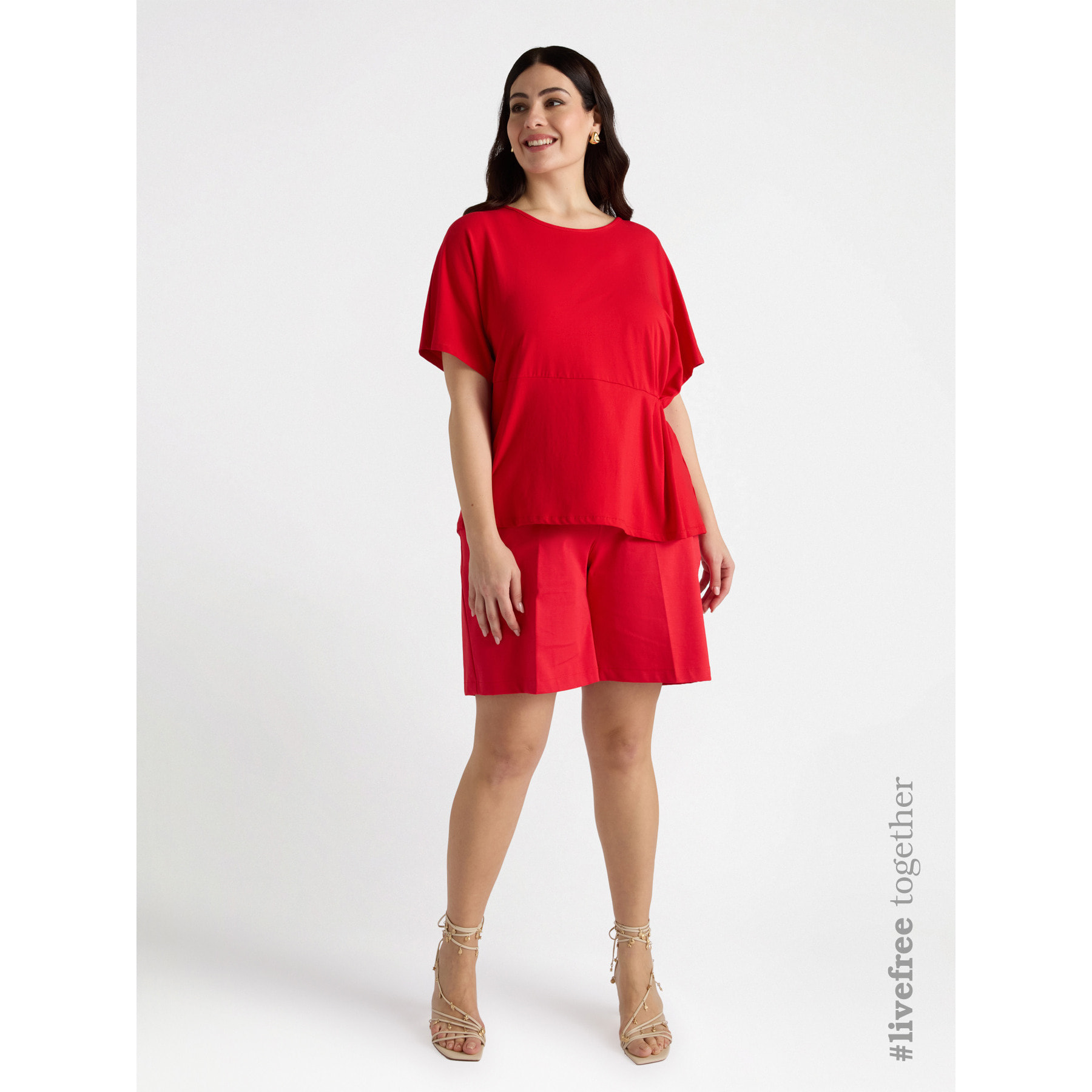 Fiorella Rubino - Camiseta con pliegues laterales - Rojo