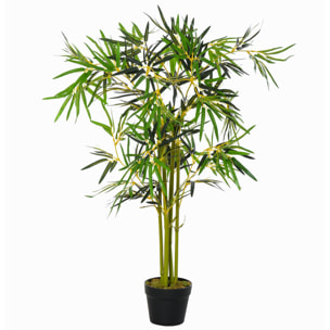 Bambou artificiel hauteur 1,2 m 552 feuilles denses réalistes pot inclus noir avec lichen vert