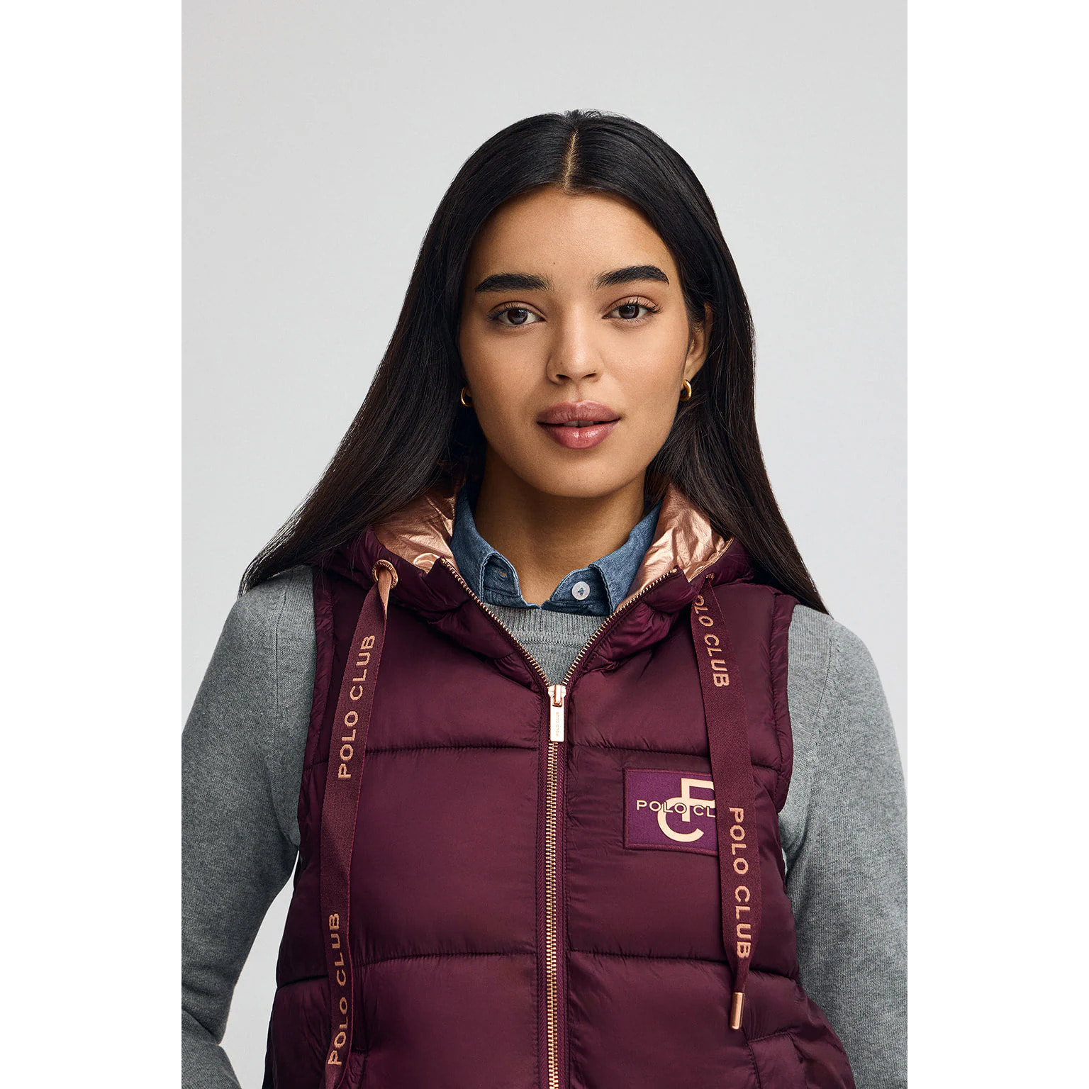 Chaleco acolchado color borgoña con logo Polo Club