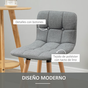 Juego de 2 Taburetes de Bar, Taburetes Altos de Cocina con Respaldo, Reposapiés, Patas de Madera, Estilo Moderno, Sillas Altas para Comedor, Salón, Bistró, Gris
