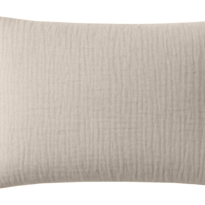 Paire de Taies d'oreiller gaze de coton lavé ecru naturel