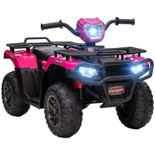 Quad électrique enfant 12V 2 moteurs vitesse 2-4Km/h effets lumineux sonores rose