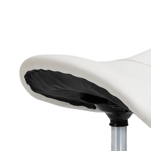 HOMCOM Tabouret de massage tabouret selle ergonomique pivotant 360° hauteur réglable revêtement synthétique blanc chromé