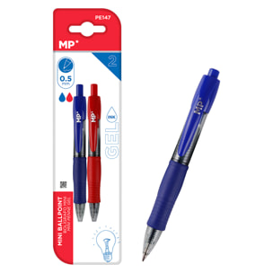 SET DI PENNE GEL MINI PUNTA 0,7 mm 2 Pz. Rosso e blu.