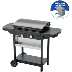 Plancha gaz CAMPINGAZ EX plus noir 2brûleurs sur chariot, 66x42cm + housse