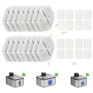 Filtre fontaine eau chat 16 pcs triple système de filtration blanc