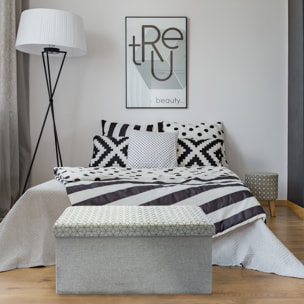 Coffre Banc Pliable Gris Motif Noir