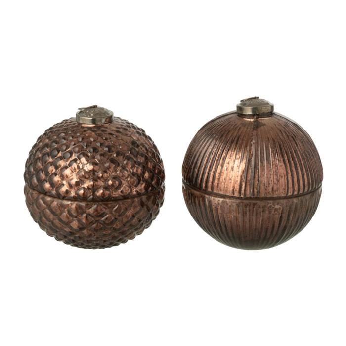 J-Line bougie parfumée Boule De Noël - verre - marron - small - 2 pcs