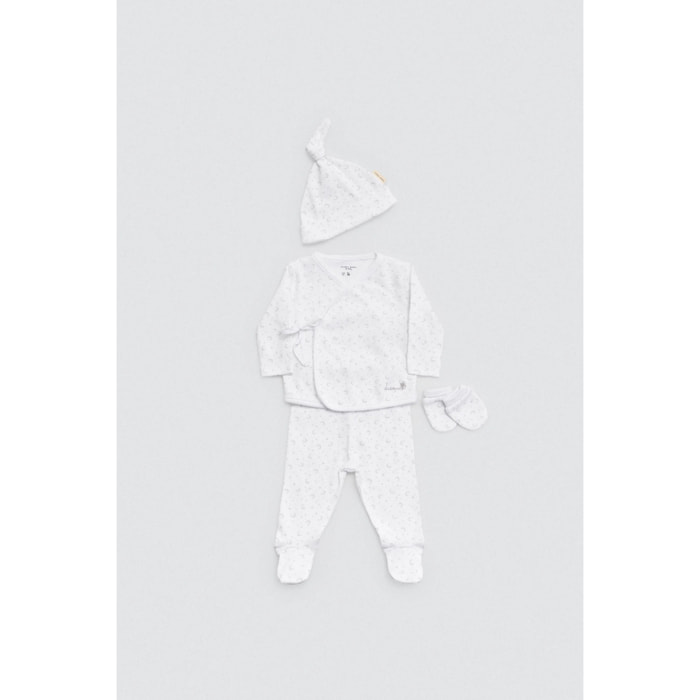 Set di primi vestiti per neonato bianchi