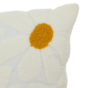 Coussin broderie "Daisy" 40x40cm blanc