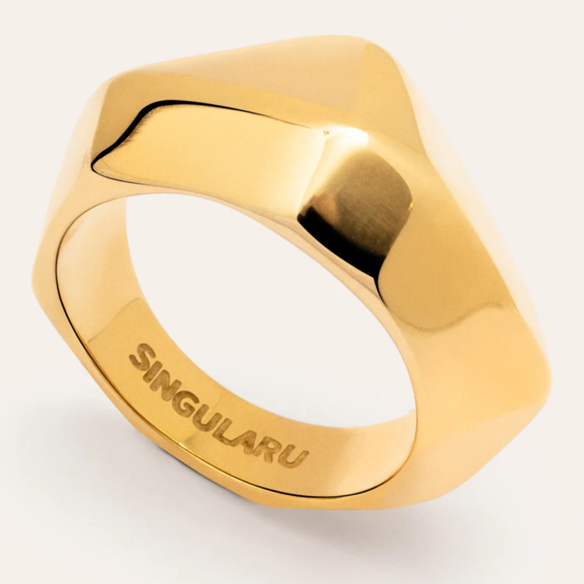 Anillo Tempo Acero Baño Oro