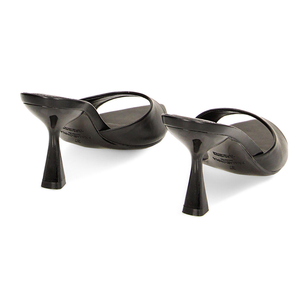 Mules Open Toe nere, tacco 8 cm