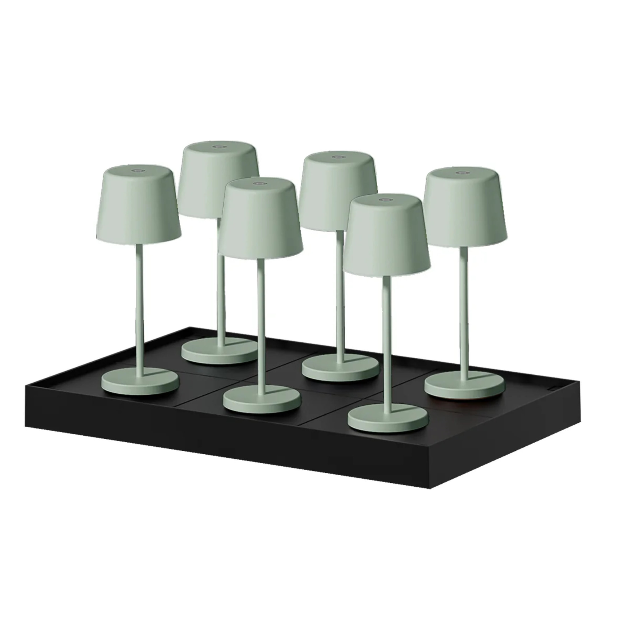 6 Lampes de table MINI KELLY Vert H22cm + base de chargement
