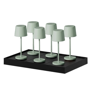 6 Lampes de table MINI KELLY Vert H22cm + base de chargement
