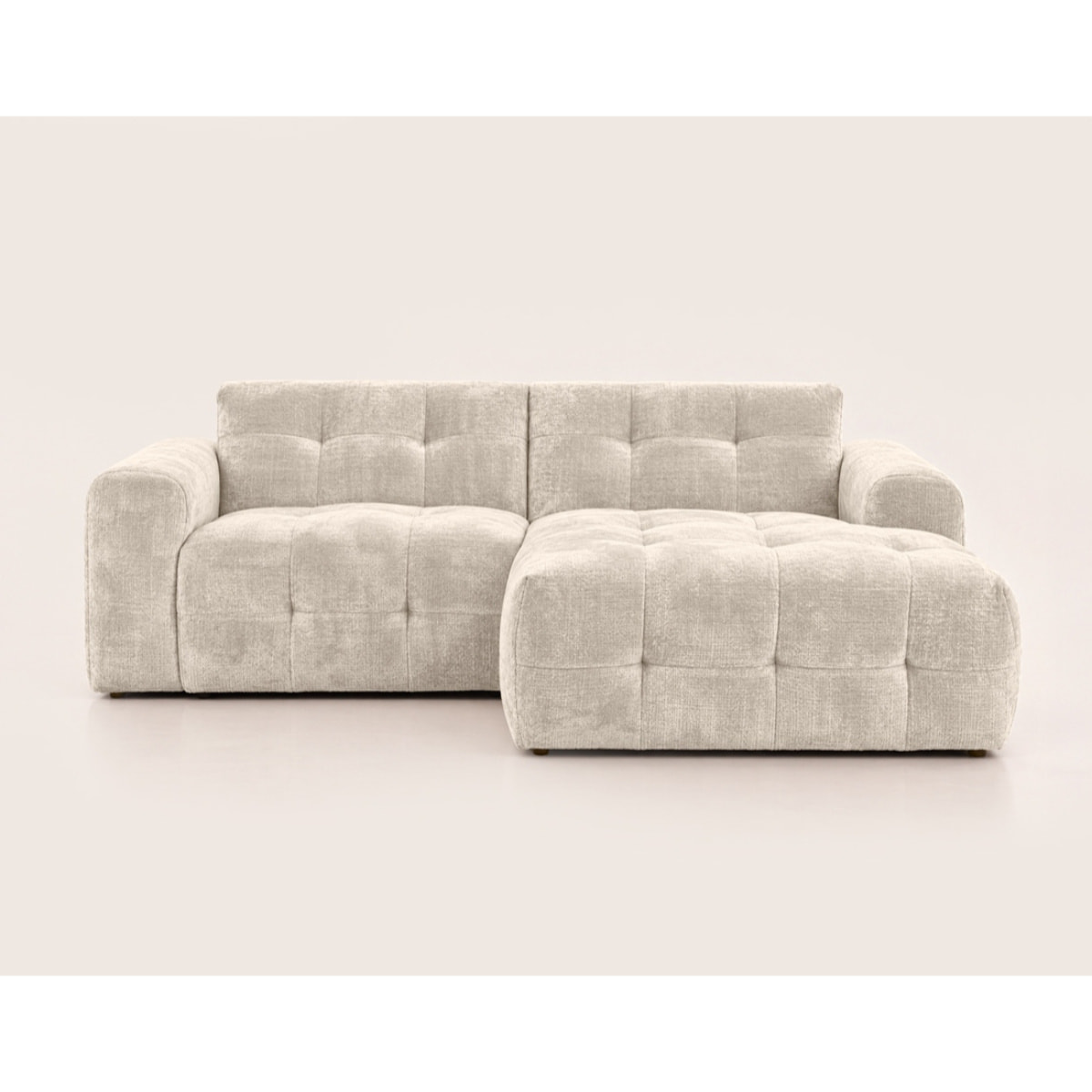 Diane - Canapé d'angle droit 4 places en velours texturé - Beige